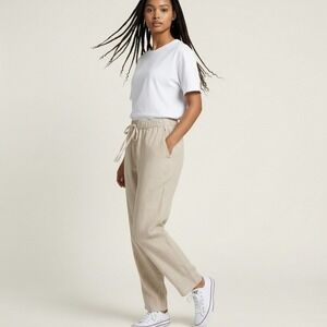 Parachute Women Sand Beige 100% Linen Relaxed Drawstring Pants Small